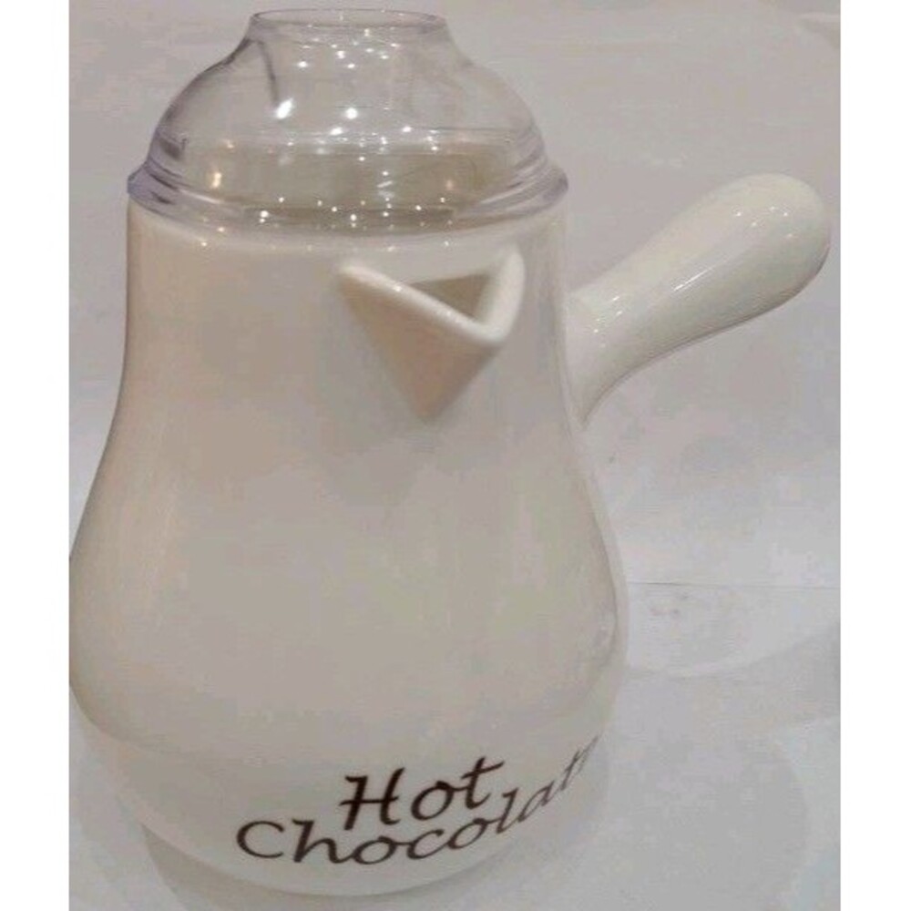 Williams Sonoma Hot Chocolate Pot Bonjour Ceramic Pour Pitcher Coffee Bar Winter